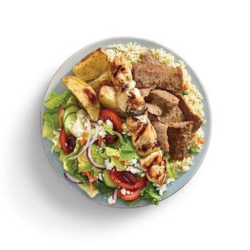 Brochette poulet souvlaki et gyro / Chicken souvlaki and gyro plate