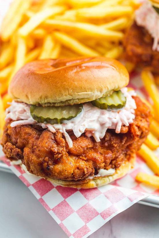 Hot nashville chicken burger combo
