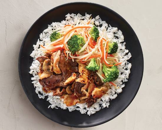 Teppanyaki au poulet et au bœuf avec riz